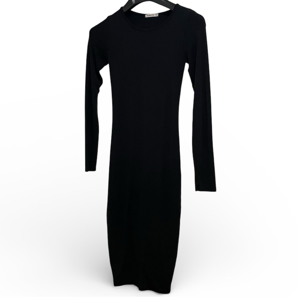 Marine Layer Black Form Fitting Midi Dress Extra Small XS